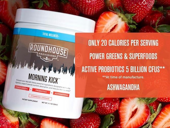 ROUNDHOUSE PROVISIONS MORNING KICK-DIGESTIVE POWDER-STRAWBERRY LEMONADE 9.1 0Z