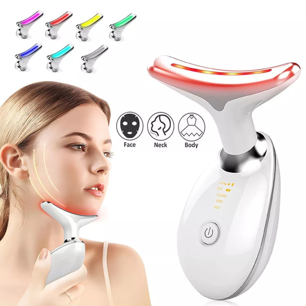 7 Colors Face Neck Beauty Device Face Lifting Massager Double Chin Remover LED