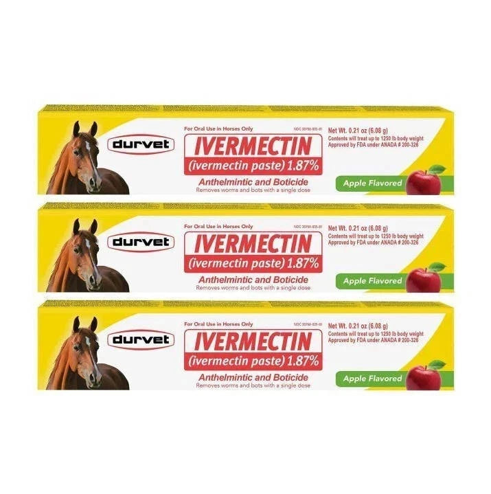 New In Box Paste Horse Dewormer Apple Flavor Exp 12/2026dur-vet wormer pack of 3