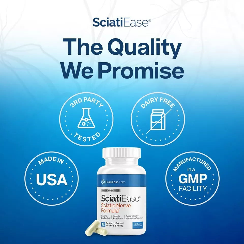 SciatiEase™ Sciatic Nerve Support Formula - 120 Capsules | Natural Pain Relief &amp; Nerve Health