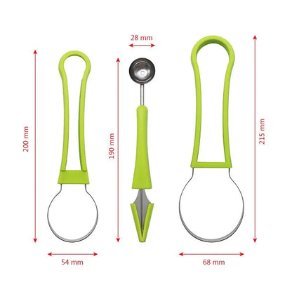 Three-in-One Stainless Steel Multi-Purpose Fruit Ball Excavator Spoon